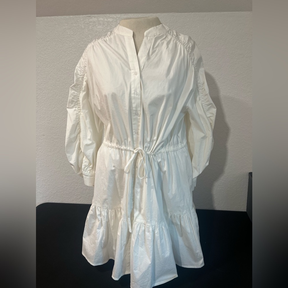 ASTR THE LABEL Ruched Shirtdress WHITE S - Picture 8 of 10